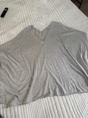 Subtle Luxury Light Gray V-Neck Tunic Top